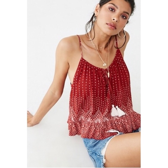 Forever 21 Tops - Forever 21 rust & White geo print top